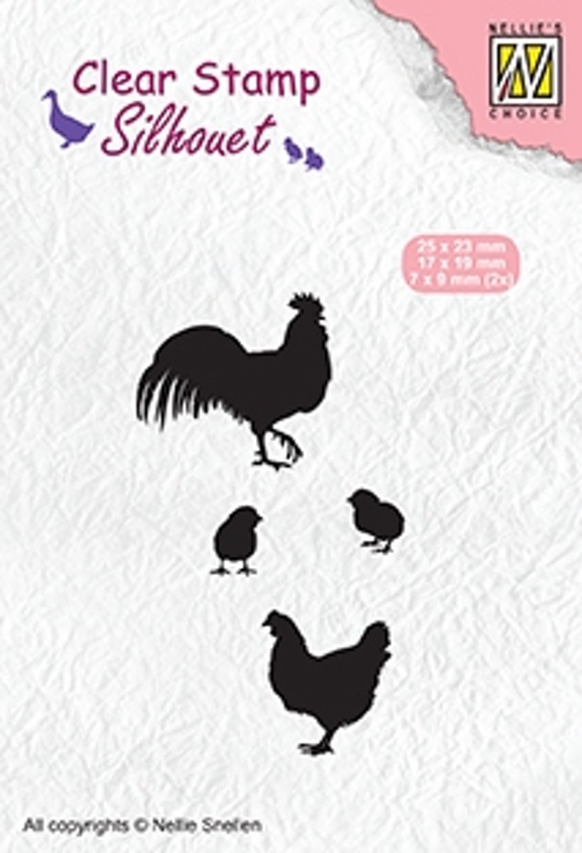 SIL060 Silhouet Clear stamps rooster, hen and chicks